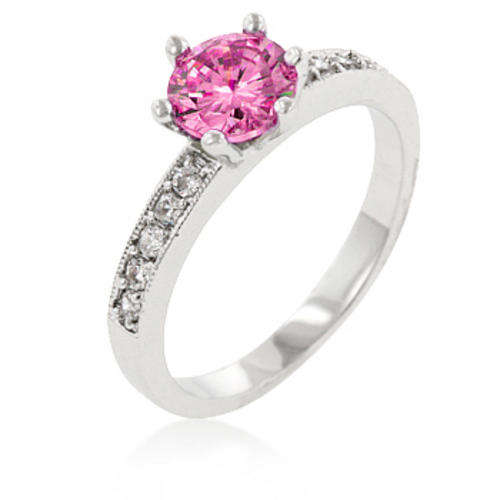 ***  WHITE GOLD PLATED PINK ICE  CZ RING -- R1 NO RESERVE!!
